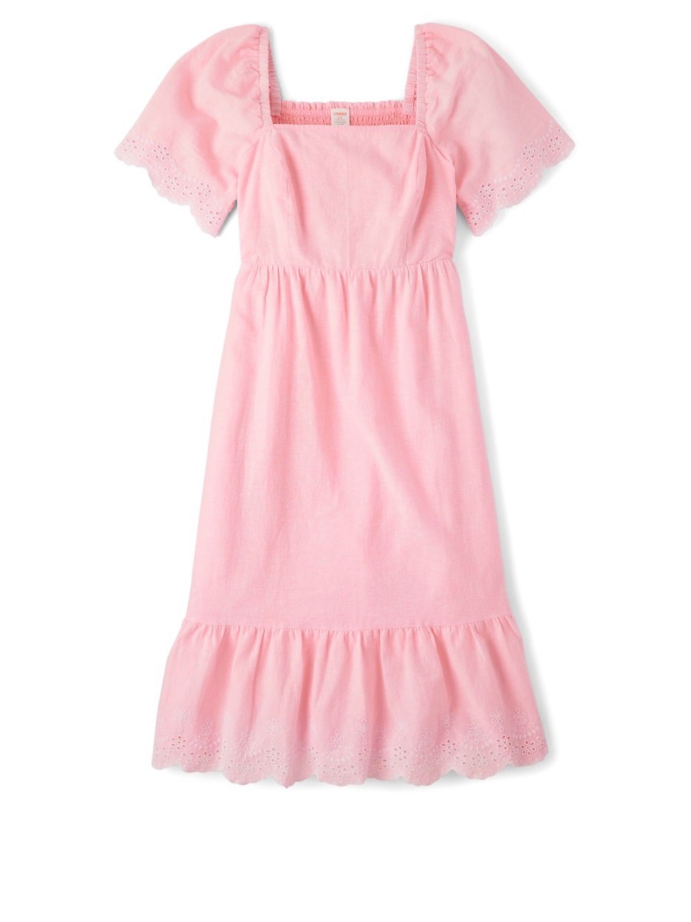 Gymboree Pink Eyelet Puff Sleeve Nightgown with Ruffle Hem